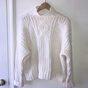 aerie cream mock neck sweater